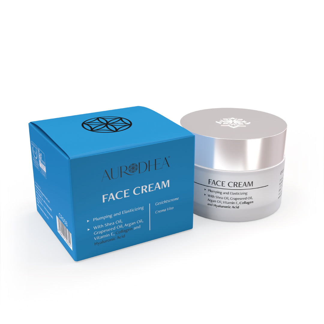 Crème visage au Collagène et à l’Acide hyaluronique - 50 ml Enrichie en huile de pépins de raisin, huile d'argan, huile de karité et vitamine E